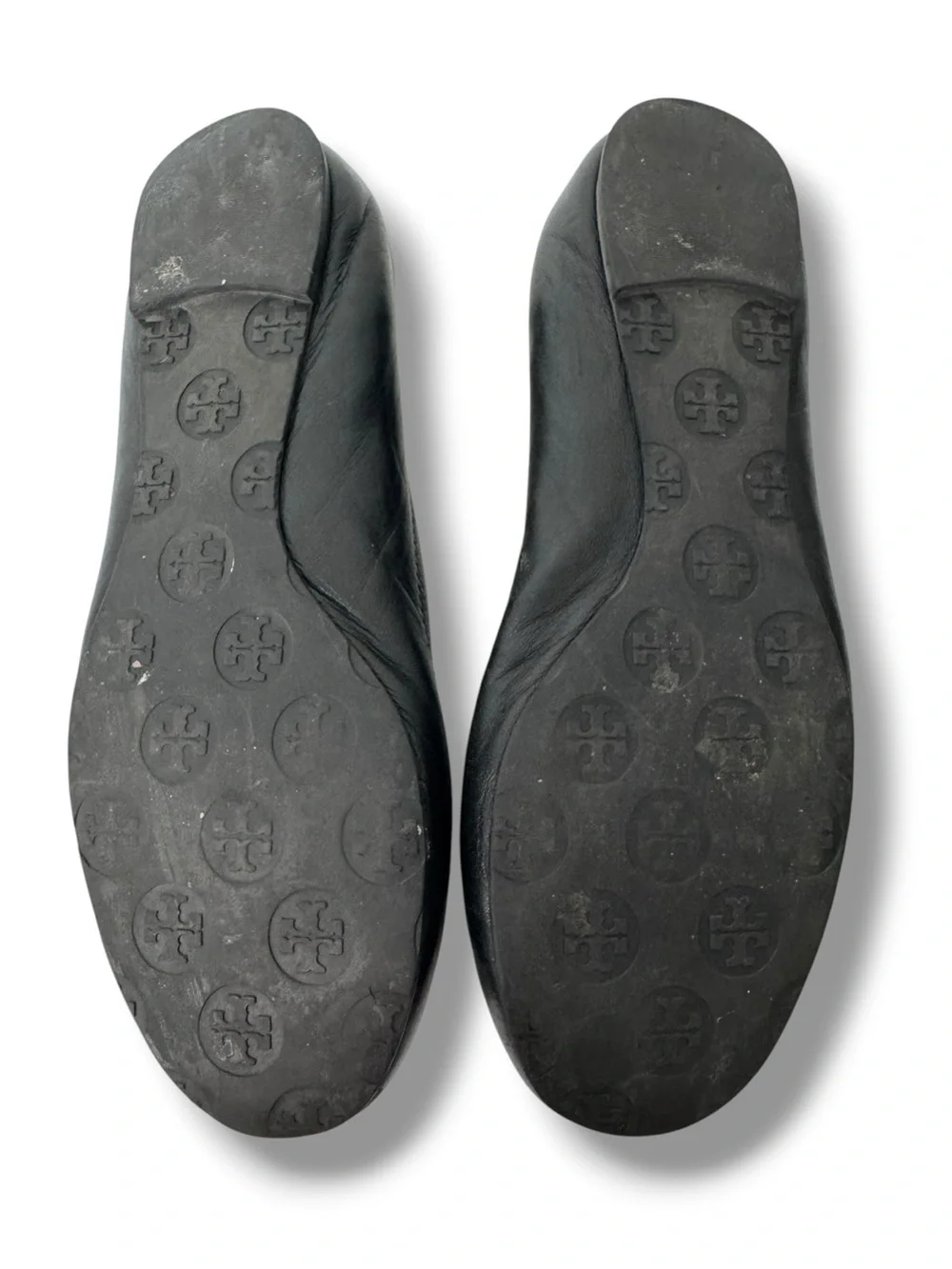 Tory Burch Reva Ballet Flats Women’s Size 8 Black Leather Gold Logo Shoes